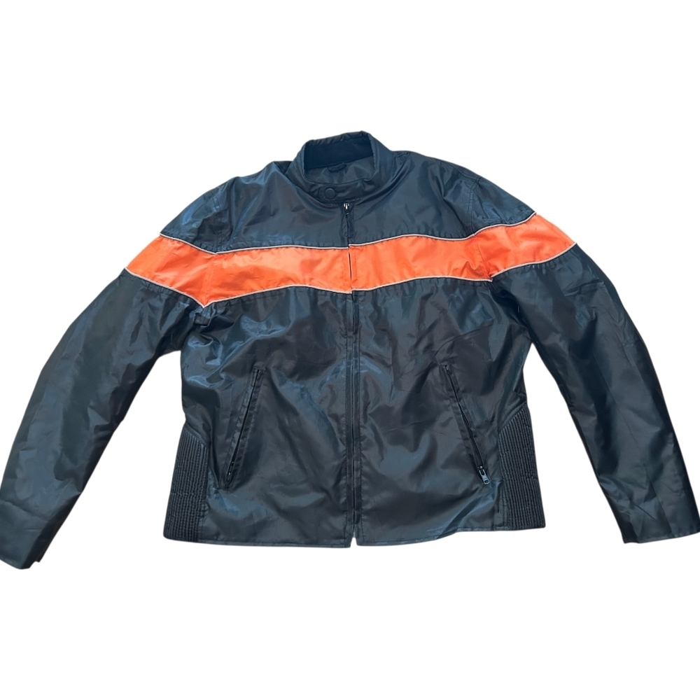 Revolution Black Street Racing Jacket with Orange Stripe Mens Size XL
